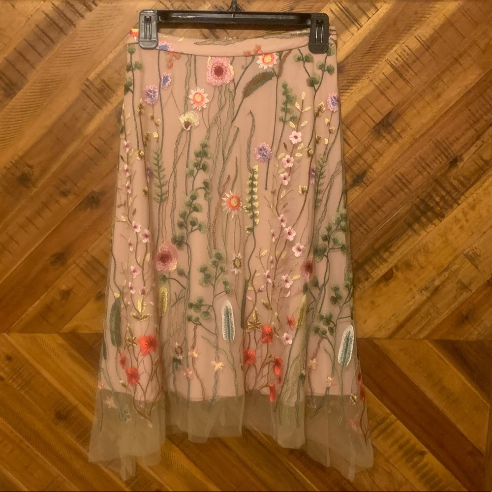 Anthropologie X Eva Franco Tulle Pink Garden Skirt